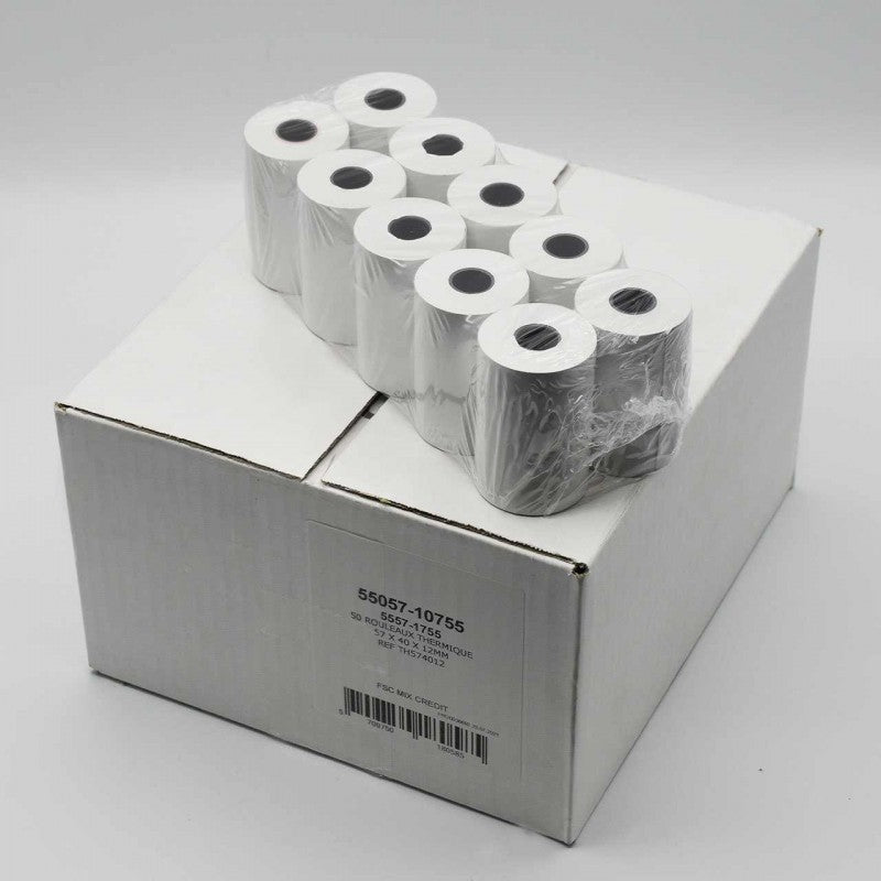 Rouleau de Papier Thermique CB - Lot de 50 Rouleaux 57x40mm