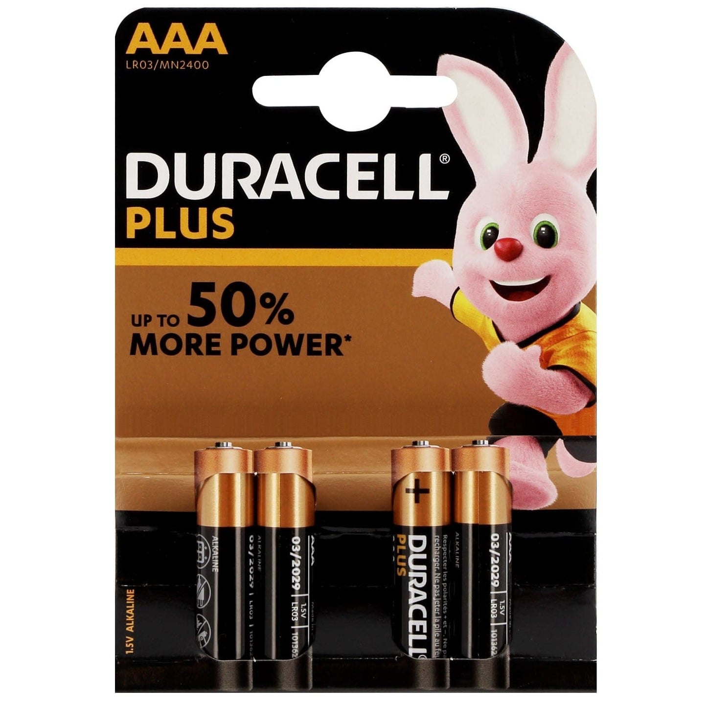 Duracell Plus Power AAA LR03 - Pack de 4 Piles Alcalines